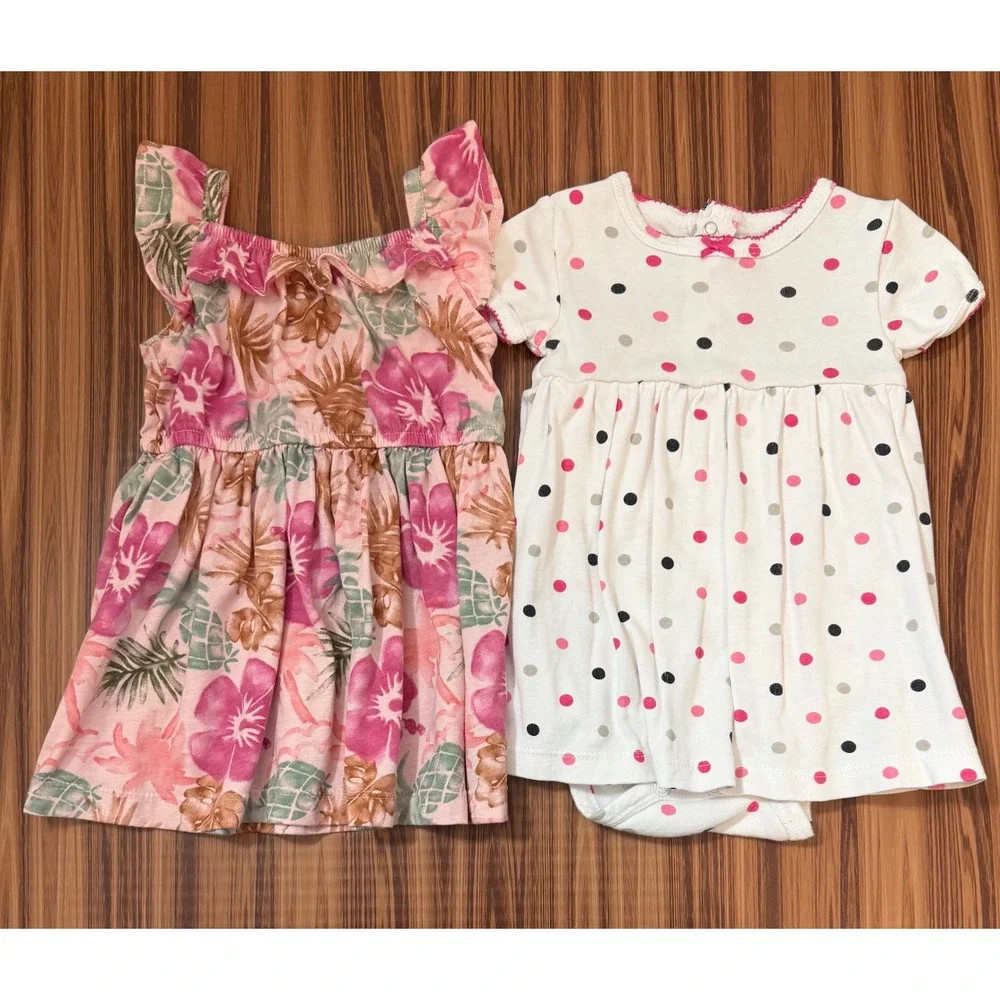 3-6M Baby Girl Bundle Dresses Bodysuit‎ 4 pcs Carters Duck Duck Goose Floral Dot